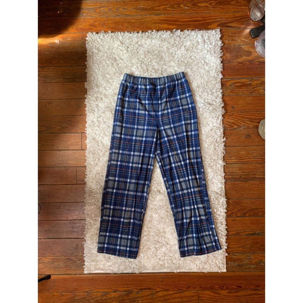 Faded Glory Blue Orange and White Plaid Comfortable Loungewear Pajamas